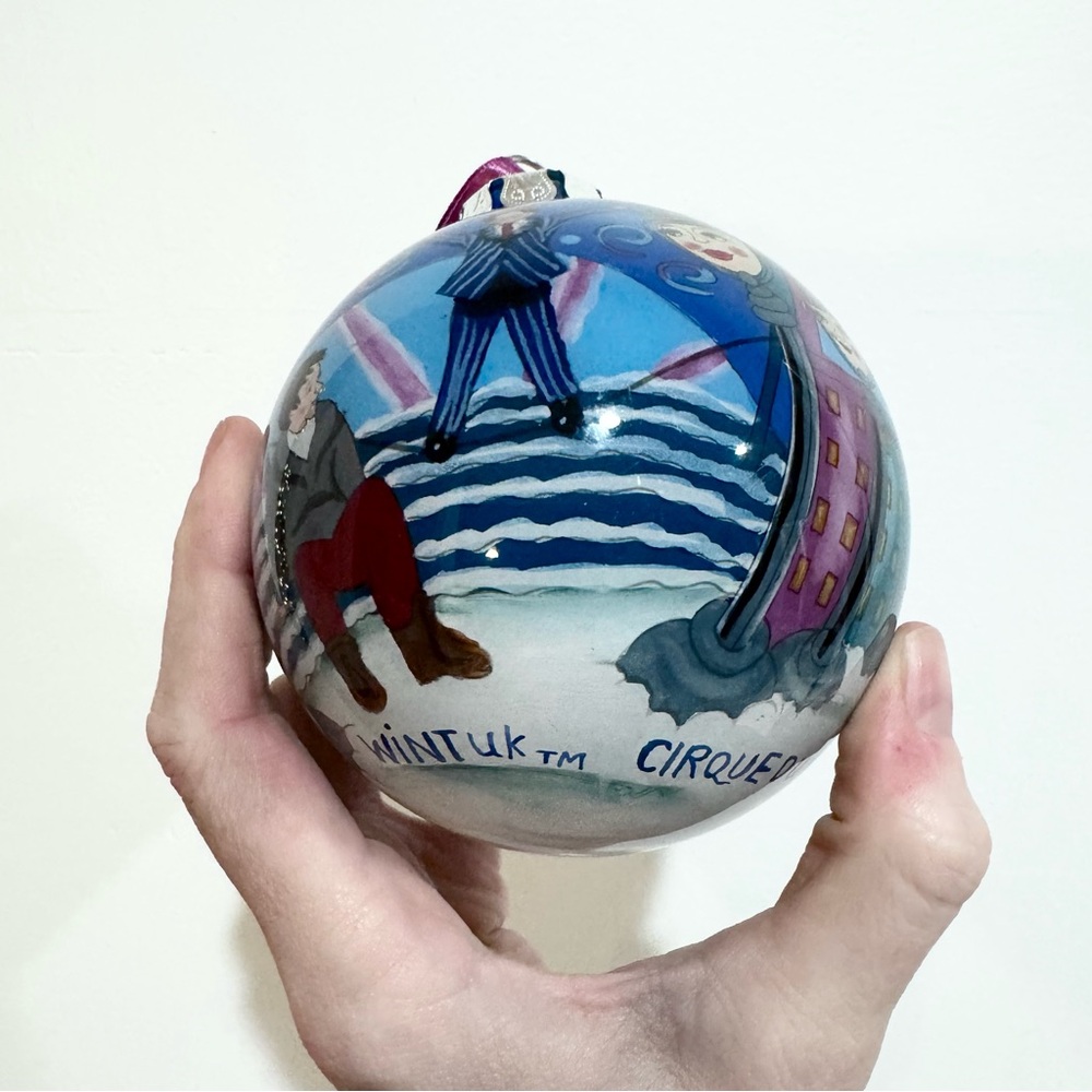 Hand-Painted Vintage Cirque De Soleil Large Blue Holiday Ornament - Picture 4 of 10